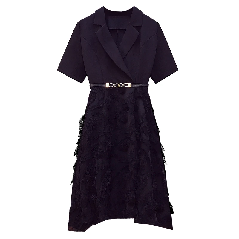 Summer 2021 New Korean Fashion Women Black Short Sleeve Leisure Outfit Bigger Sizes Belt Vestido Suits Dress
Summer 2021 New Korean Fashion Women Black Short Sleeve Leisure Outfit Bigger Sizes Belt Vestido Suits Dress