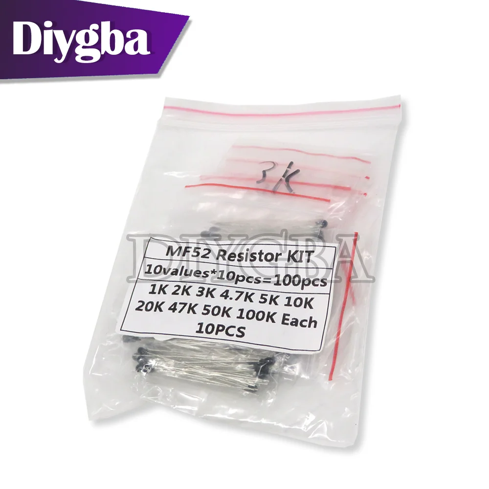 Комплект резисторов для термистора NTC 100 шт./лот NTC-MF52AT 1K 2K 3K 4,7 K 5K 10K 20K 47K 50K 100K +-5% 3950B 10 значений на каждые 10 шт. 
Комплект резисторов для термистора NTC 100 шт./лот NTC-MF52AT 1K 2K 3K 4,7 K 5K 10K 20K 47K 50K 100K +-5% 3950B 10 значений на каждые 10 шт.