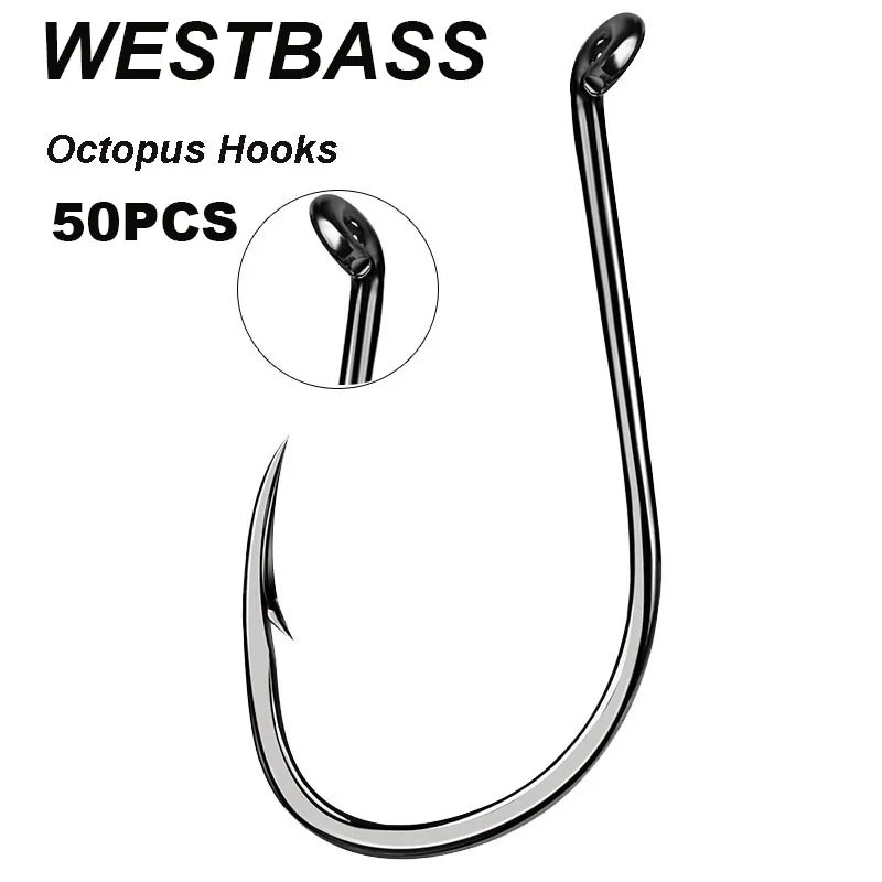WESTBASS 50PCS Barbed Octopus Hooks 1/0-8/0# High Carbon Steel Single Hook Anzol Ring Eye Fishing Hooks Offset Fishhooks Pesca
WESTBASS 50PCS Barbed Octopus Hooks 1/0-8/0# High Carbon Steel Single Hook Anzol Ring Eye Fishing Hooks Offset Fishhooks Pesca