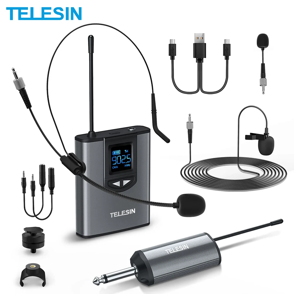 TELESIN MIC-UHF-02 UHF Wireless Microphone 50m Transmission Distance Mic Set Headset Lavalier Microphone for Live Stream Mic
TELESIN MIC-UHF-02 UHF Wireless Microphone 50m Transmission Distance Mic Set Headset Lavalier Microphone for Live Stream Mic