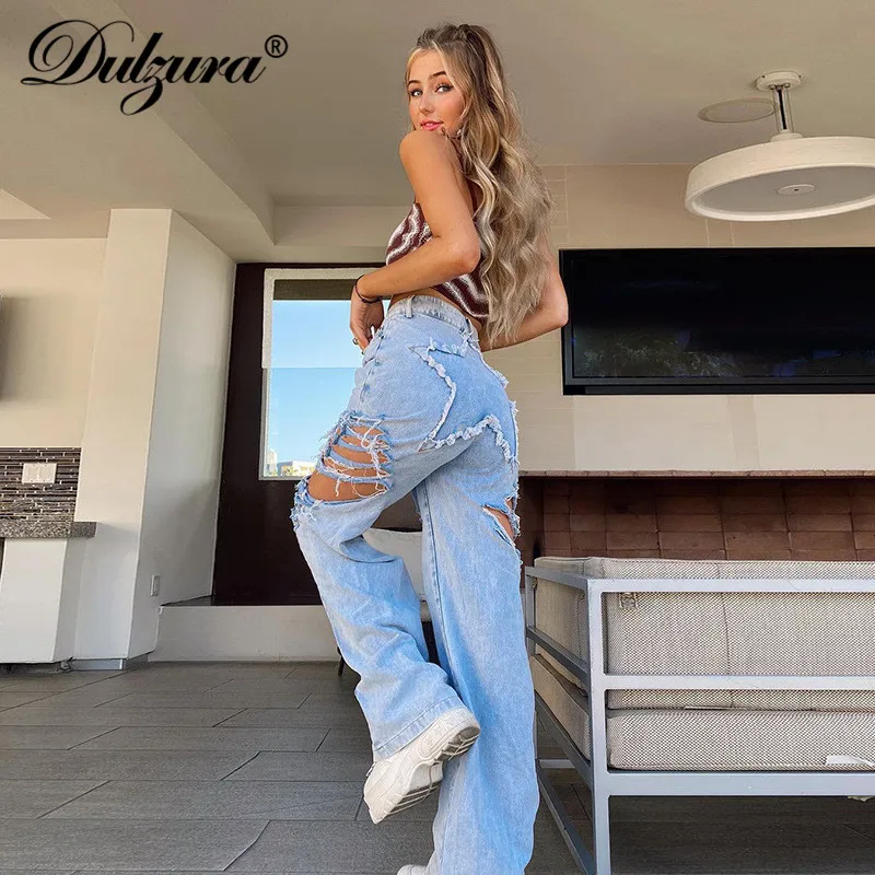 Dulzura 2021 Summer Women High Waist Hole Jeans Back Five-Pointed Star Patchwork Wide Leg Pants Straight Trousers Vintage Casual
Dulzura 2021 Summer Women High Waist Hole Jeans Back Five-Pointed Star Patchwork Wide Leg Pants Straight Trousers Vintage Casual