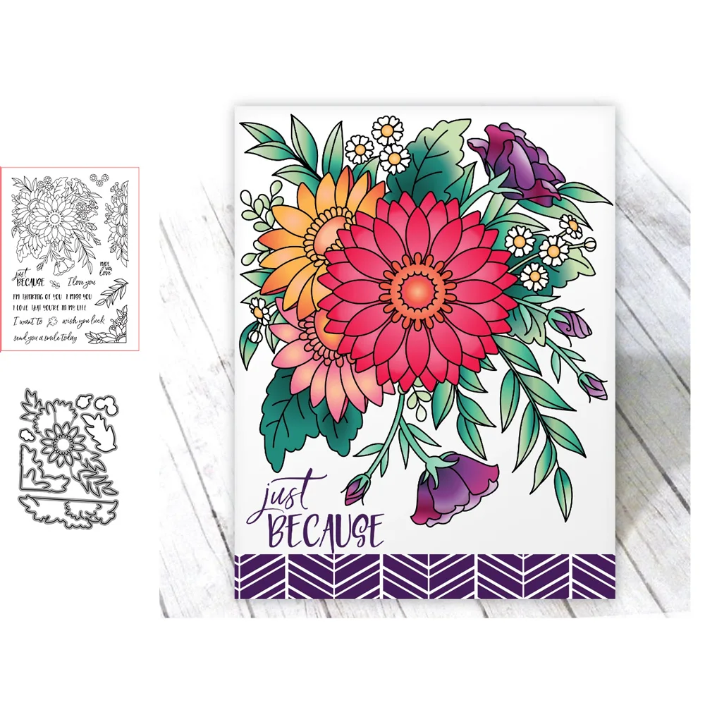 FLowers Clear Stamps and Metal Cutting Dies for DIY Scrapbooking Crafts Die Cut Card Make Photo Album Sheet Decoration
FLowers Clear Stamps and Metal Cutting Dies for DIY Scrapbooking Crafts Die Cut Card Make Photo Album Sheet Decoration