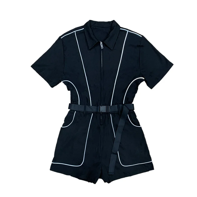 Harajpoo Women Shorts Jumpsuit Summer Korean Version Ins Black Function Trendy Cool Girl Reflective Design One-piece Overalls 
Harajpoo Women Shorts Jumpsuit Summer Korean Version Ins Black Function Trendy Cool Girl Reflective Design One-piece Overalls