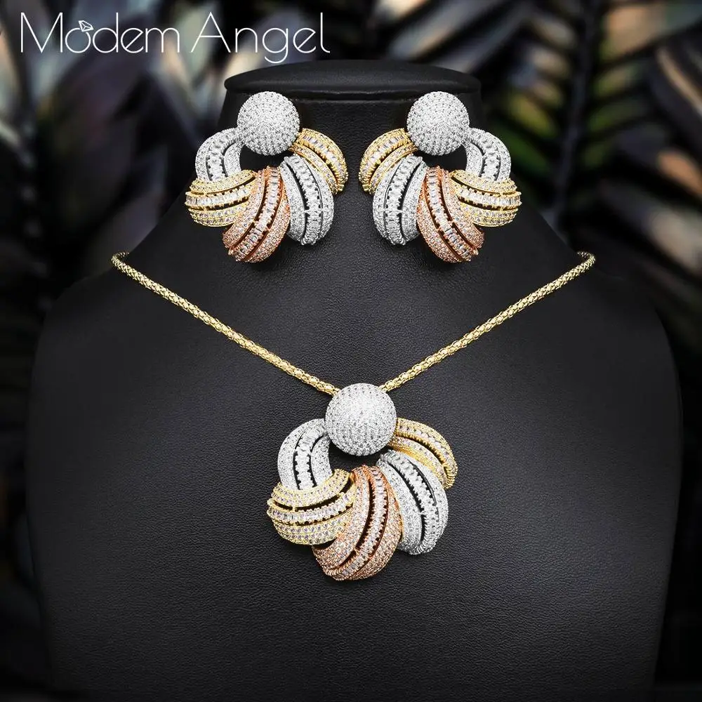 ModemAngel роскошный круглый кубический циркон Кристалл CZ длинный кулон ожерелье