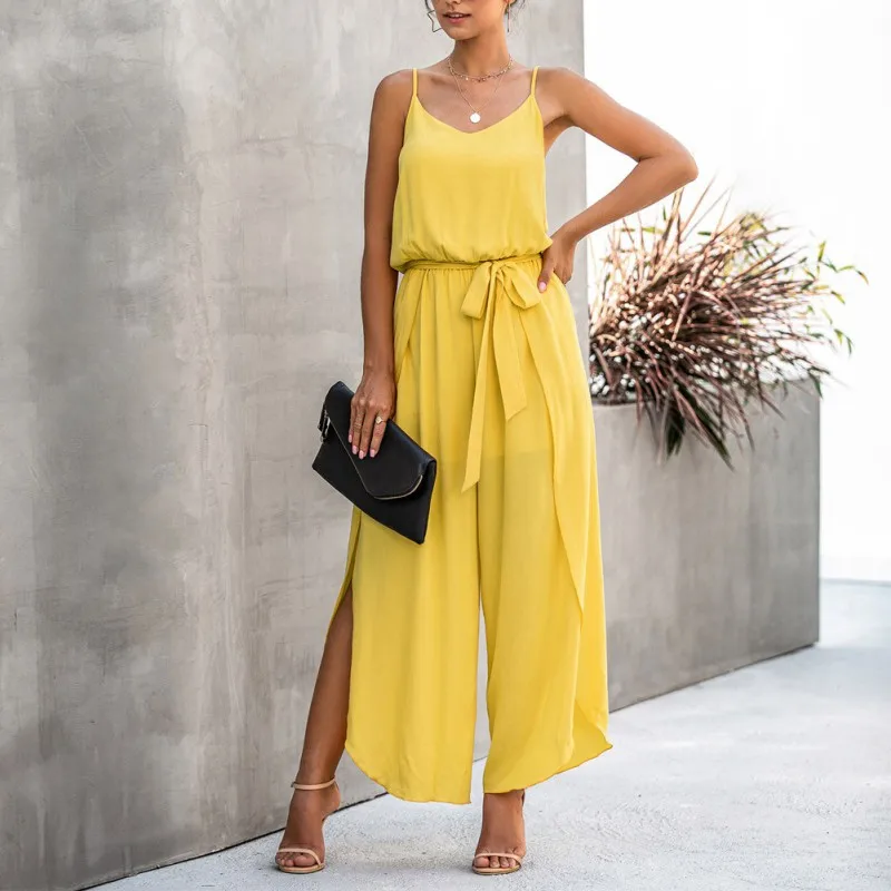 Summer Fashion V-neck Strap Wide Leg Side Split Women Long Pants Jumpsuit Casual Sleeveless Playsuit Trousers Overalls
Summer Fashion V-neck Strap Wide Leg Side Split Women Long Pants Jumpsuit Casual Sleeveless Playsuit Trousers Overalls