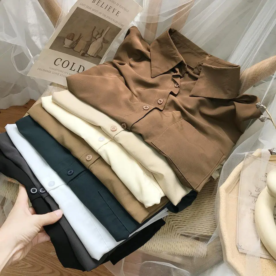 Women 2022 Spring Blouses Loose Shirts for Turn-down Collar Solid Female Casual Solid Single-Breasted Ladies Long Sleeve A06
Women 2022 Spring Blouses Loose Shirts for Turn-down Collar Solid Female Casual Solid Single-Breasted Ladies Long Sleeve A06