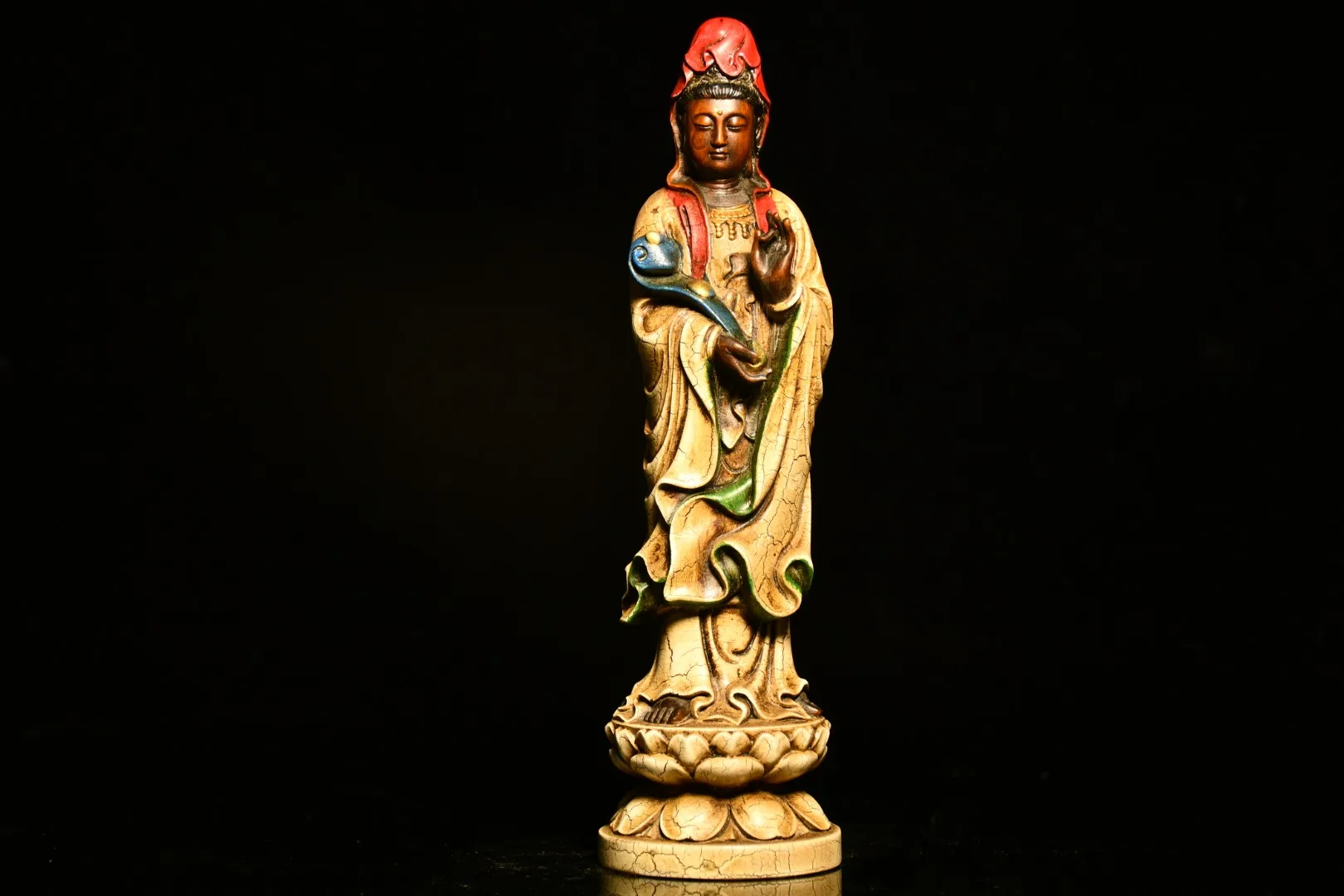 8"China Lucky Old Boxwood Painted Hand-carved Wishful Guanyin Bodhisattva Statue Standing Buddha Office Ornaments Town House
8"China Lucky Old Boxwood Painted Hand-carved Wishful Guanyin Bodhisattva Statue Standing Buddha Office Ornaments Town House