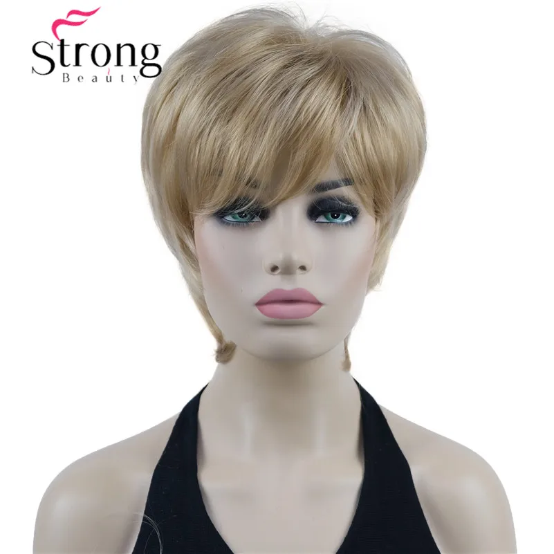 StrongBeauty короткие Многослойные блонд выделанные Shag Классическая шапочка полный