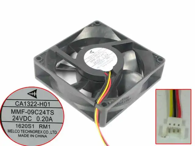 CA1322-H01 MMF-09C24TS DC 24V 0.20A 90x90x25mm 3-проводной серверный квадратный вентилятор |