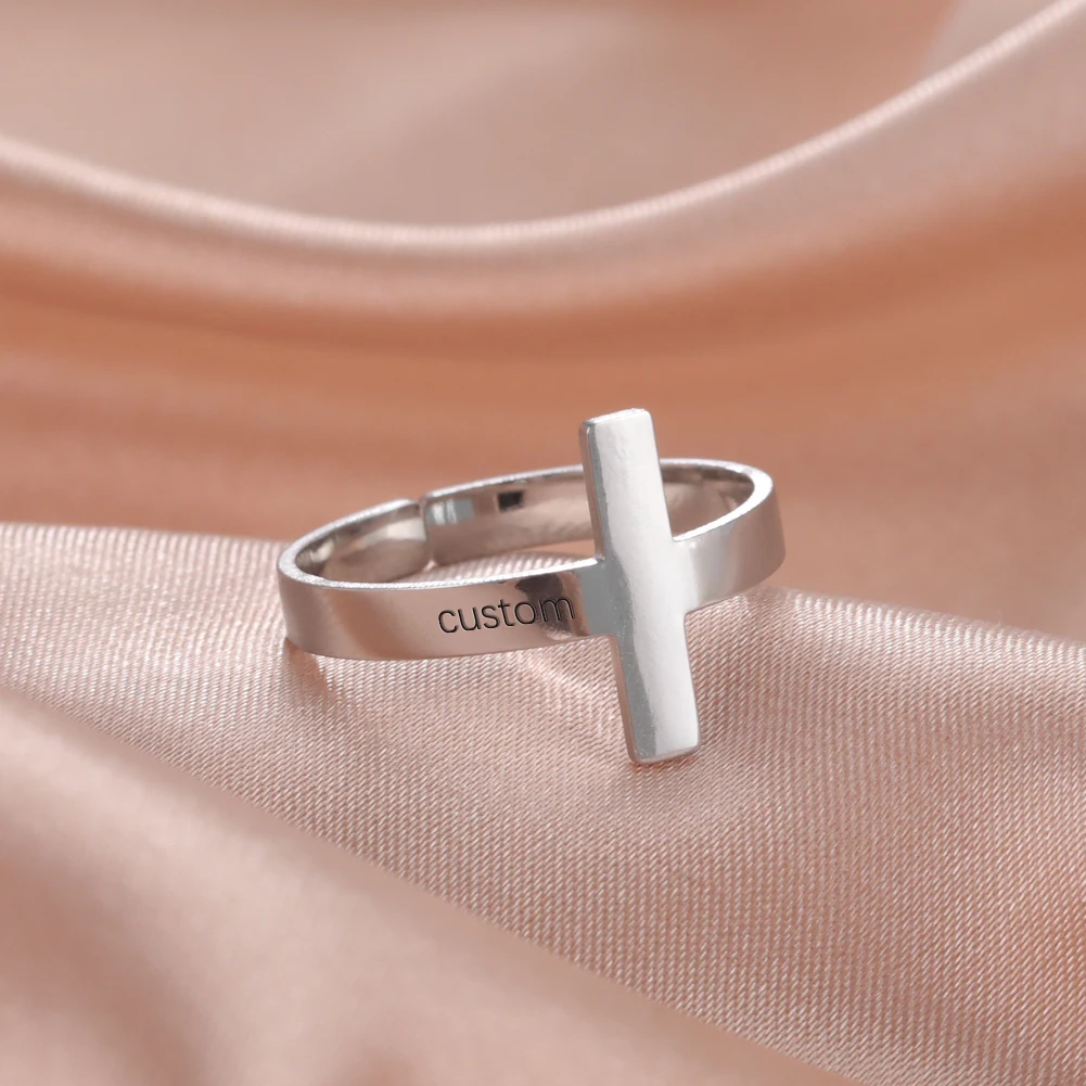 Cazador Simple Cross Custom Name Date Text Rings Stainless Steel Jewelry Personalized Geometric Ring Anniversary Wedding Gifts
Cazador Simple Cross Custom Name Date Text Rings Stainless Steel Jewelry Personalized Geometric Ring Anniversary Wedding Gifts