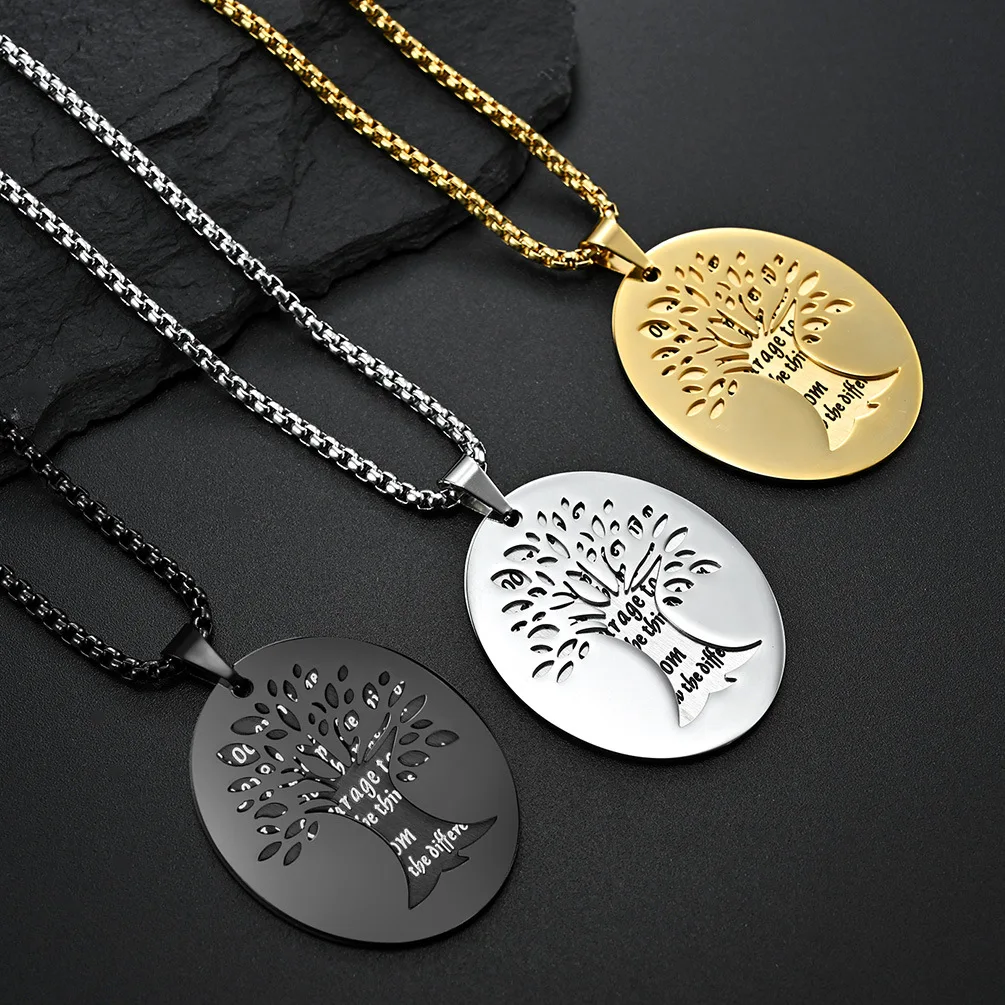 Quiet prayer life tree prayer text titanium steel men's and women's necklace men's and women's neutral prayer Pendant
Quiet prayer life tree prayer text titanium steel men's and women's necklace men's and women's neutral prayer Pendant