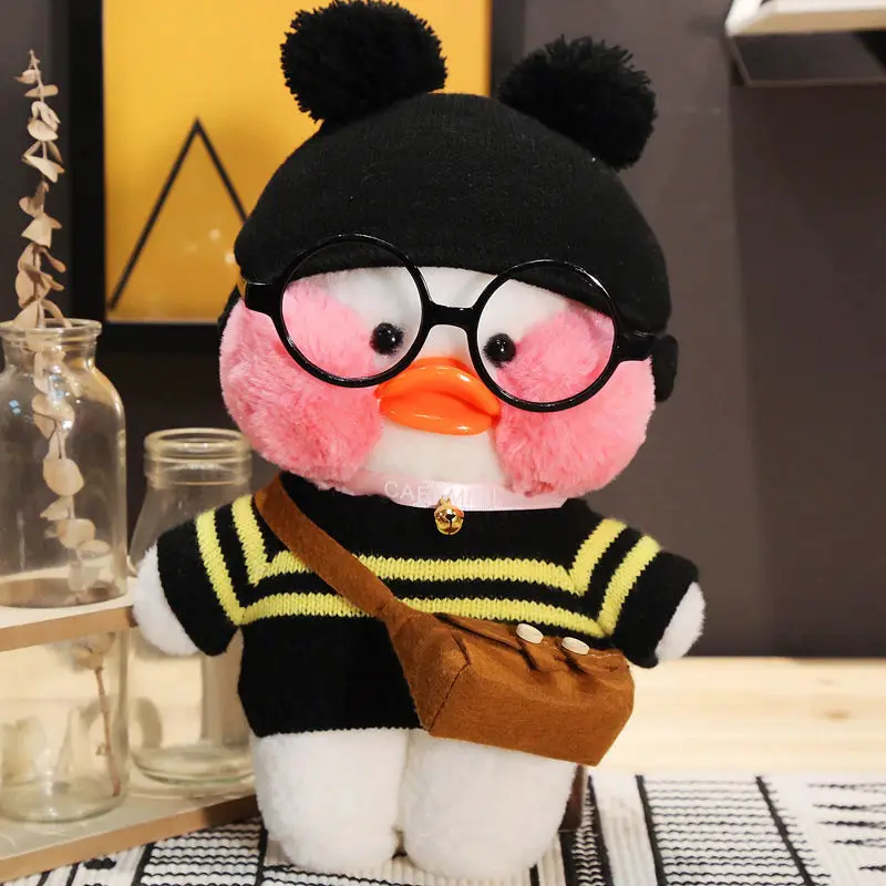 Игрушка плюшевая розовая лалафанфан Kawaii Cafe Mimi Желтая утка 30 см милая мягкая