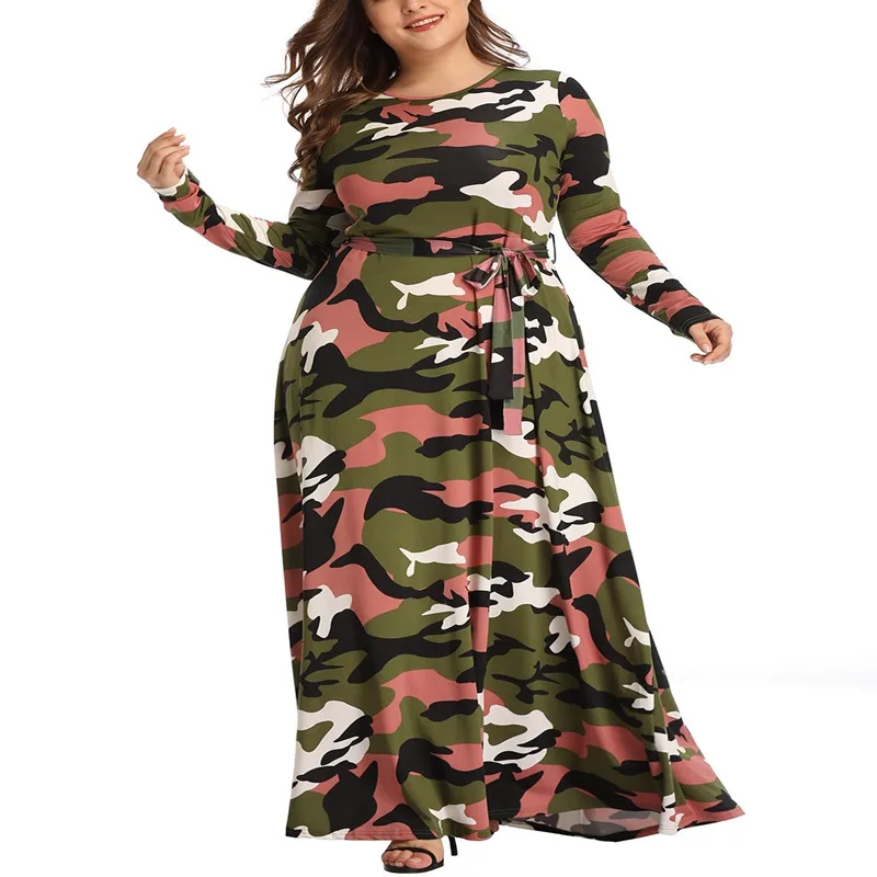 Autumn new plus-size fashion dress 6XL 7XL 8XL ladies casual round neck long-sleeved belt camouflage print dress
Autumn new plus-size fashion dress 6XL 7XL 8XL ladies casual round neck long-sleeved belt camouflage print dress