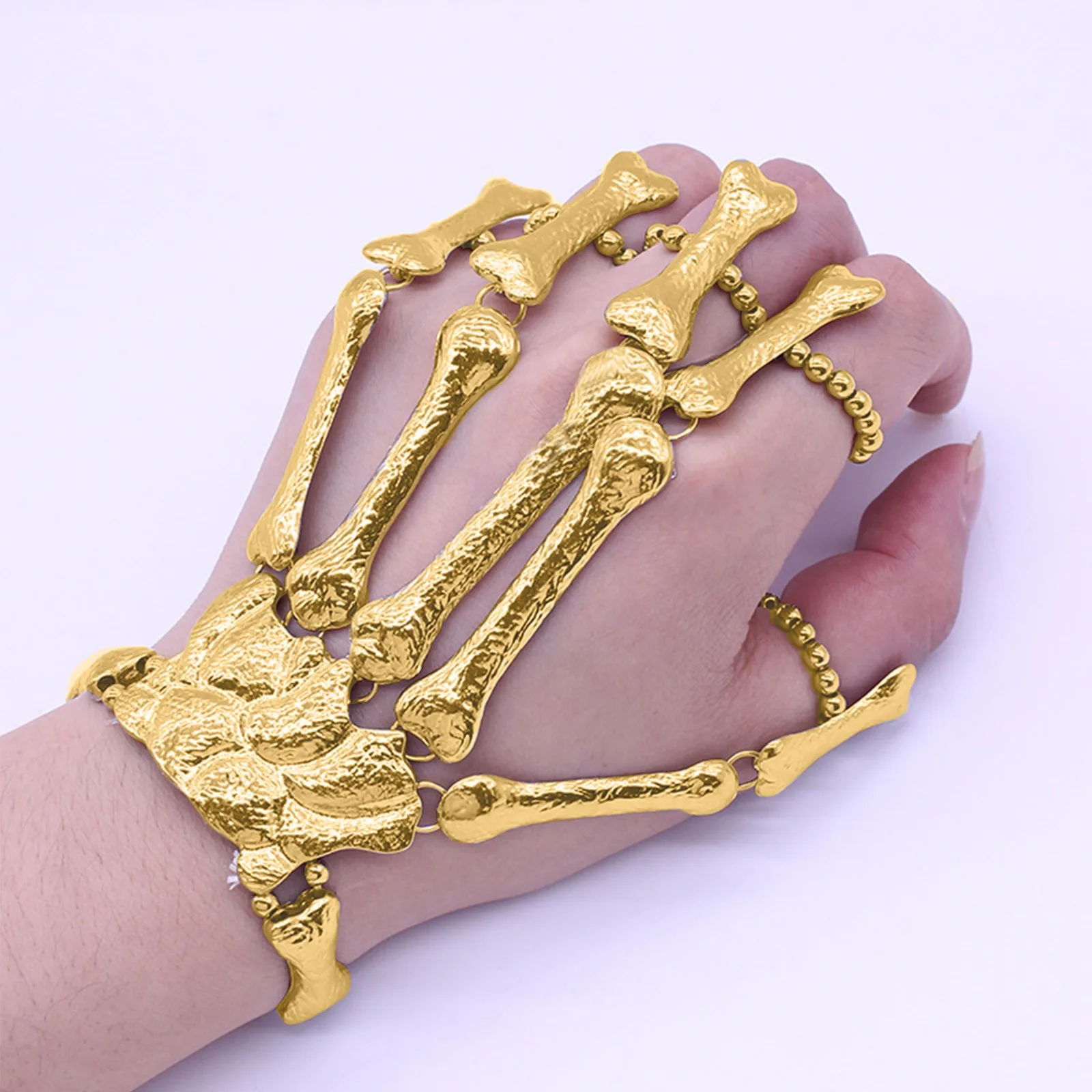 Fashion Women Adjustable Gothic Punk Skull Ghost Skeleton Finger Bracelet Hand Chain for Halloween Femme Party Accessories#E
Fashion Women Adjustable Gothic Punk Skull Ghost Skeleton Finger Bracelet Hand Chain for Halloween Femme Party Accessories#E
