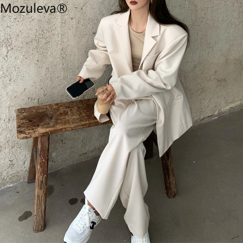 Mozuleva Stylish 2 Pieces Ladies Blazer Set Long Sleeve Single-breasted Jacket Wide Leg Pants 2022 Autumn Women Trousers Suits
Mozuleva Stylish 2 Pieces Ladies Blazer Set Long Sleeve Single-breasted Jacket Wide Leg Pants 2022 Autumn Women Trousers Suits