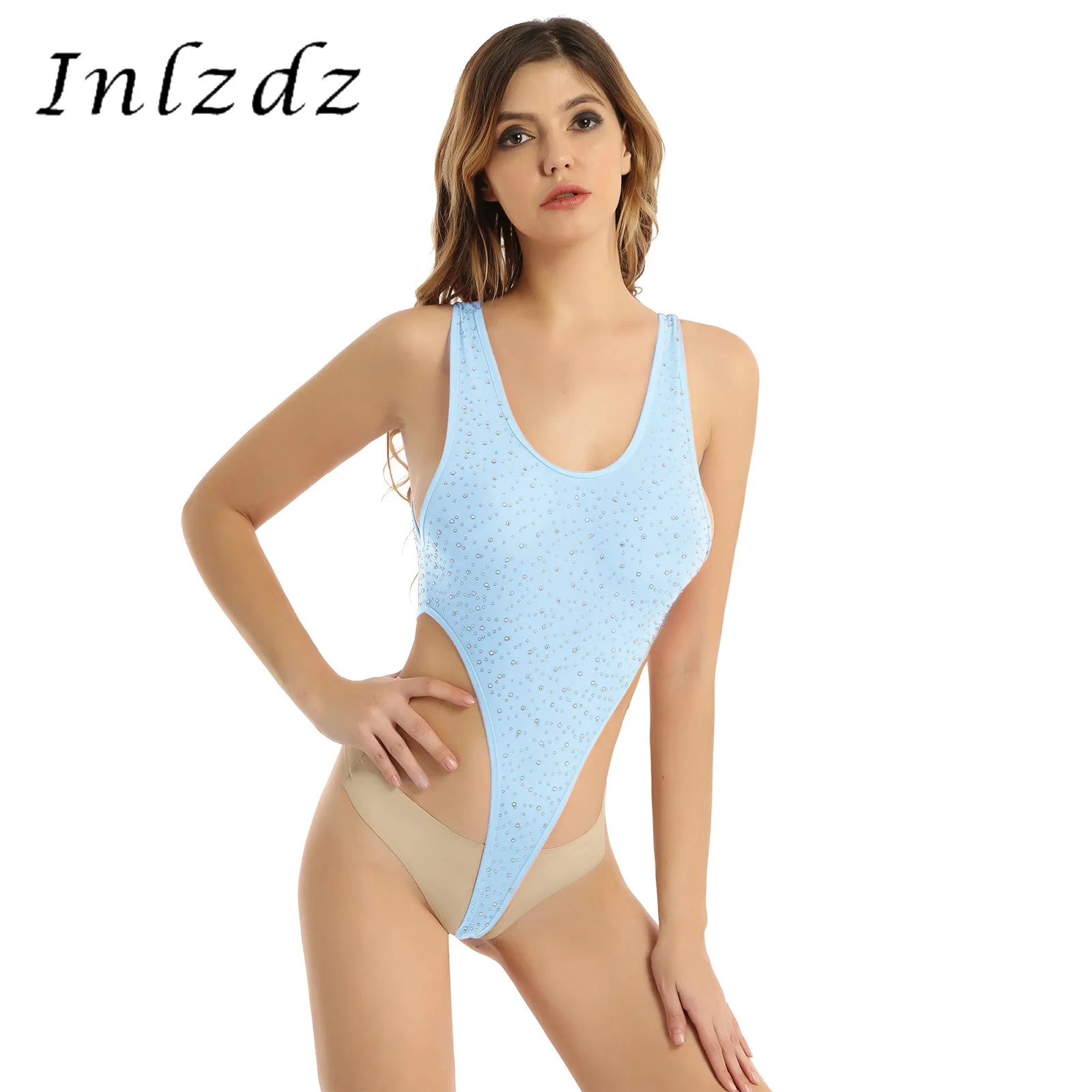 Womens Lingerie Thong High Cut Leotard Bodycon Bodysuit One Piece Sexy Swimsuit Scoop Neck Sleeveless Rhinestone Jumpsuit
Womens Lingerie Thong High Cut Leotard Bodycon Bodysuit One Piece Sexy Swimsuit Scoop Neck Sleeveless Rhinestone Jumpsuit