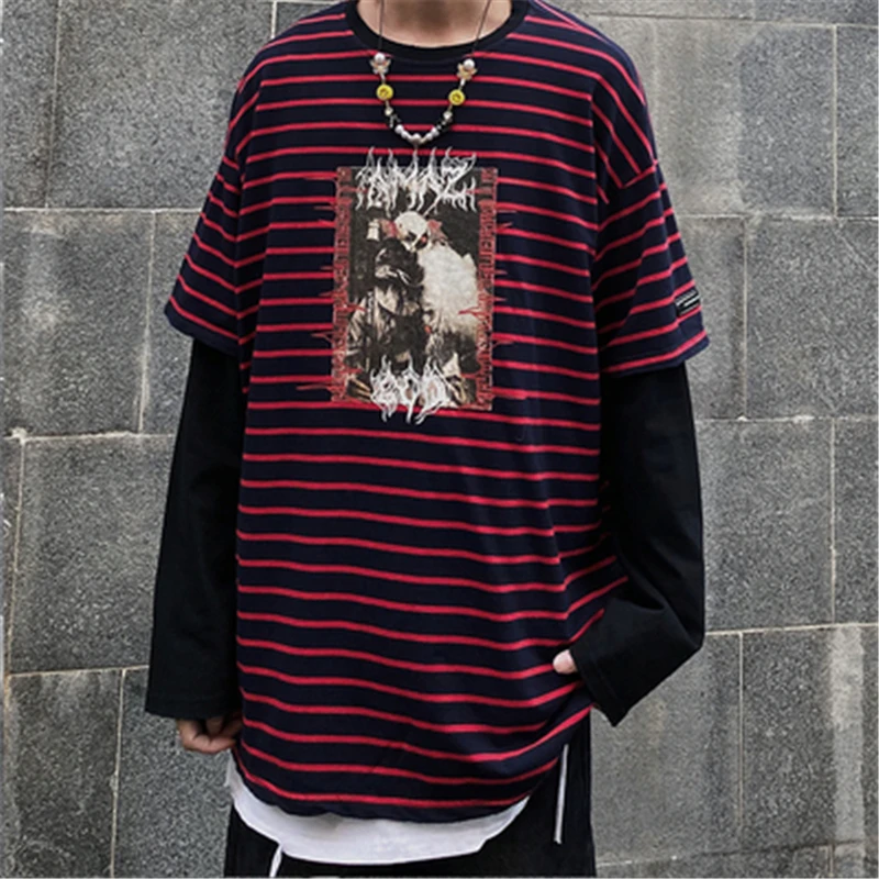 Oversize Hip Hop Men Cotton Tshirt Tops Tees Long Sleeve Striped Print High Street Vintage Pake Two T-Shirts Camisetas Hombre
Oversize Hip Hop Men Cotton Tshirt Tops Tees Long Sleeve Striped Print High Street Vintage Pake Two T-Shirts Camisetas Hombre