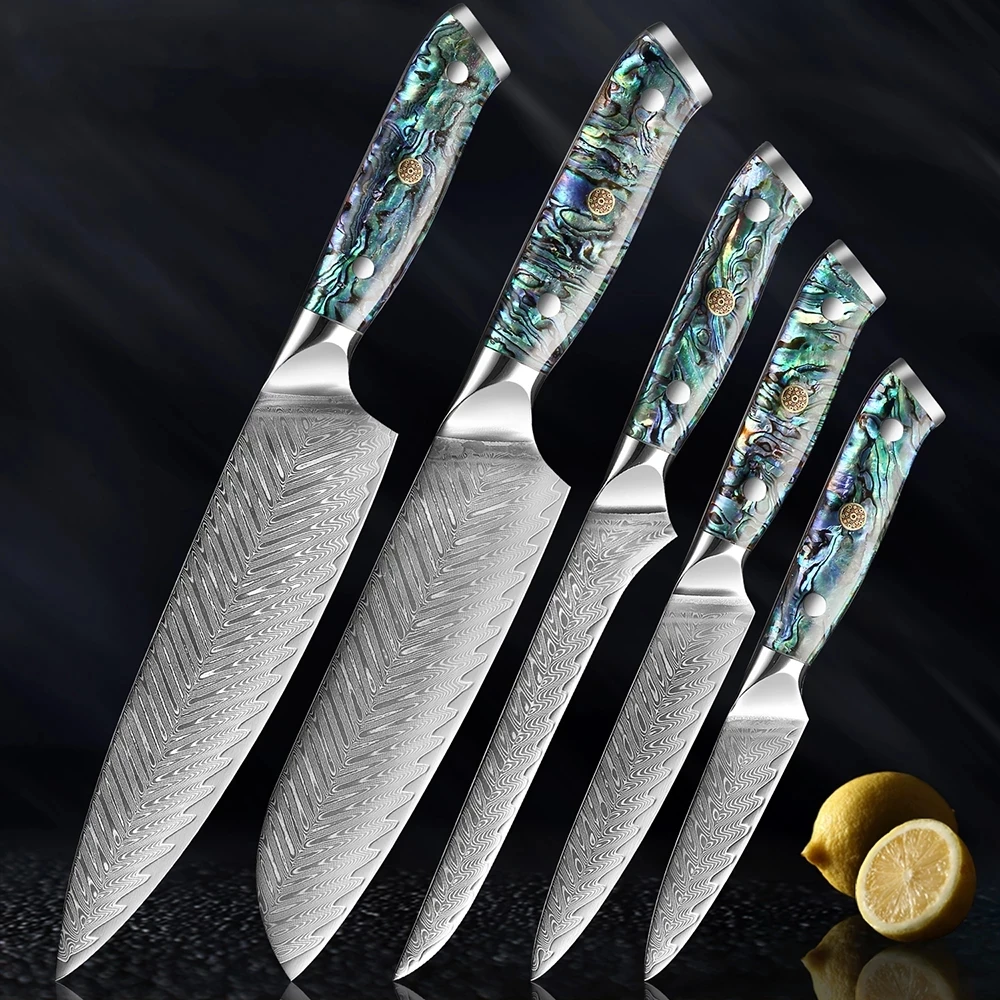 Damascus Steel knife Set 1-5 PCS Kitchen Tools Chef Knife Japanese Santoku Knives Boning knife Exquisite Shell Handle New
Damascus Steel knife Set 1-5 PCS Kitchen Tools Chef Knife Japanese Santoku Knives Boning knife Exquisite Shell Handle New