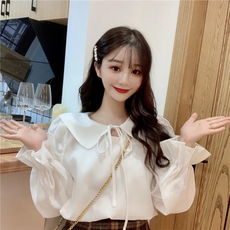 Ladies Tops Ins Peter Pan Collar Loose Sweet Style Blusas Mujer De Moda Korean Clothes Women Blouses Fashion Brand Shirts New
Ladies Tops Ins Peter Pan Collar Loose Sweet Style Blusas Mujer De Moda Korean Clothes Women Blouses Fashion Brand Shirts New