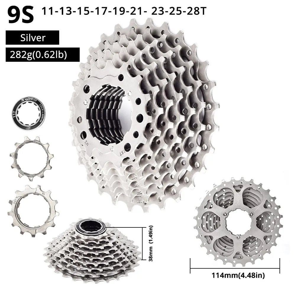MTB Cassette 9-Speed Cassette Freewheel 11-23/25/28/30/32/34/36T MTB Road Bike Freewheel Bicycle Sprocket
MTB Cassette 9-Speed Cassette Freewheel 11-23/25/28/30/32/34/36T MTB Road Bike Freewheel Bicycle Sprocket