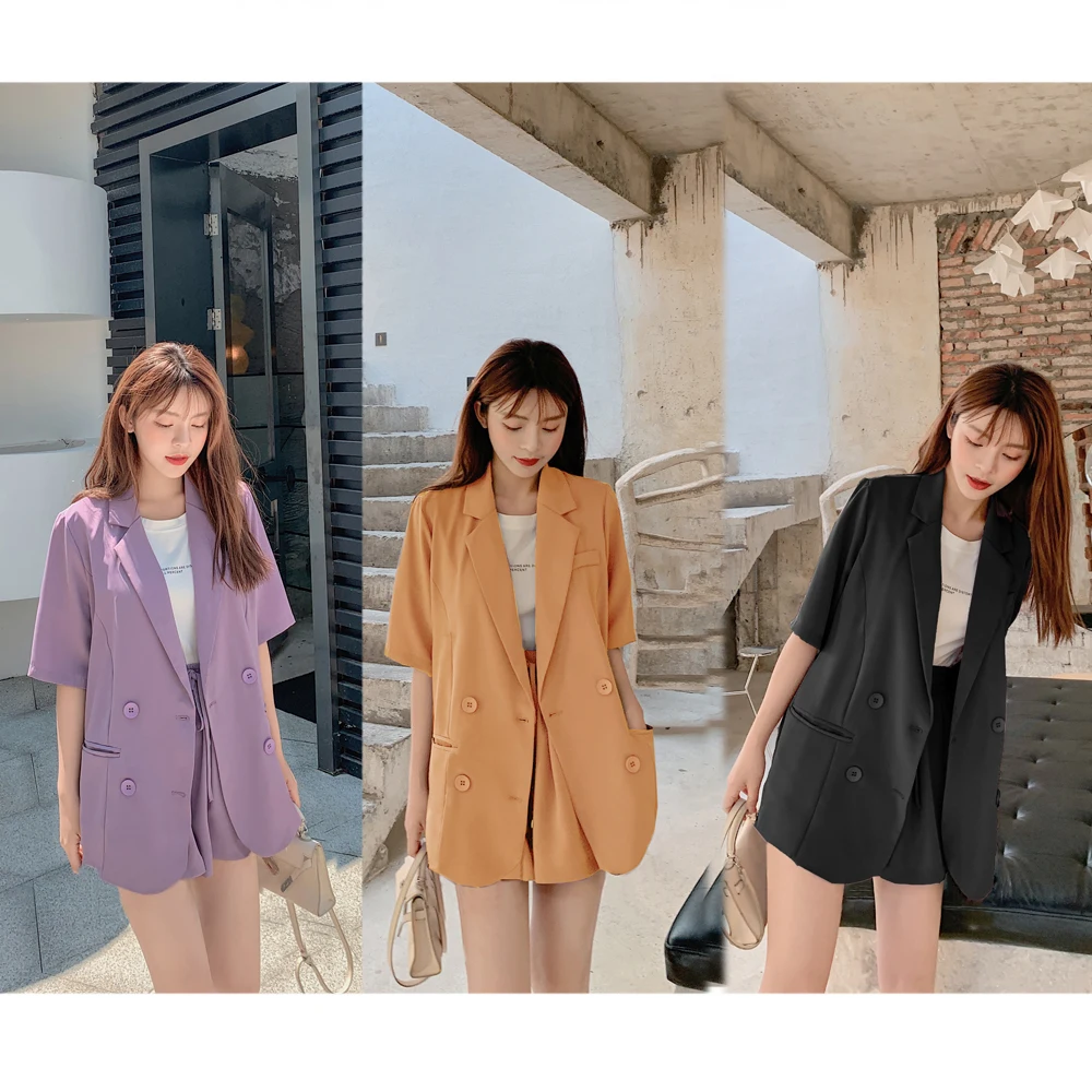Summer Solid Color Female Shorts Suit 2021 Thin Purple Short-Sleeved Blazer Suits Chic Casual Two-Piece Set Outfit
Summer Solid Color Female Shorts Suit 2021 Thin Purple Short-Sleeved Blazer Suits Chic Casual Two-Piece Set Outfit