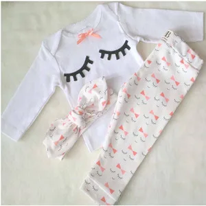 Newborn baby clothes set Baby boys Meisje Kinderen Eyelashes Print Cute baby T-shirt + trousers + hair accessories 3 Stks sets
Newborn baby clothes set Baby boys Meisje Kinderen Eyelashes Print Cute baby T-shirt + trousers + hair accessories 3 Stks sets