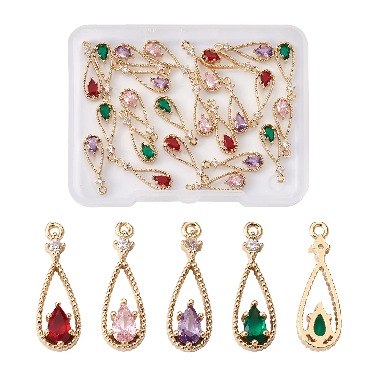 24Pcs 2021 Trendy Crystal Teardrop Brass Zircon Pendants Charms For Women Girl Necklace Earring Dangle DIY Jewelry Making
24Pcs 2021 Trendy Crystal Teardrop Brass Zircon Pendants Charms For Women Girl Necklace Earring Dangle DIY Jewelry Making