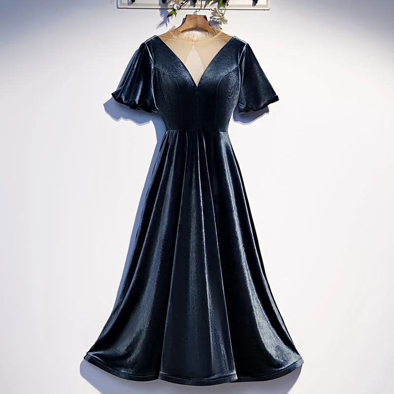 New Deep V-Neck Evening Dress Ruched Empire Short Sleeves Fashion Simple A-Line Tea-Length Lace Up Party Formal Gown Woman B367
New Deep V-Neck Evening Dress Ruched Empire Short Sleeves Fashion Simple A-Line Tea-Length Lace Up Party Formal Gown Woman B367
