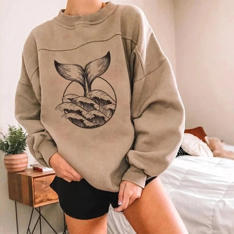 Retro Harajuku Whale Print Sweatshirt Oversized Long Sleeve 2021 Fall/Winter Ladies Hoodie Casual Round Neck Loose Top Pullover
Retro Harajuku Whale Print Sweatshirt Oversized Long Sleeve 2021 Fall/Winter Ladies Hoodie Casual Round Neck Loose Top Pullover