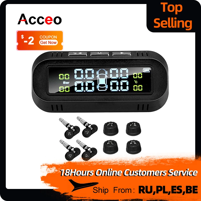 Acceo K04 Tire Pressure Monitoring System Solar Power TPMS Auto Temperature Security Alarm Monitor 4 Wheels Tire Pressure Sensor
Acceo K04 Tire Pressure Monitoring System Solar Power TPMS Auto Temperature Security Alarm Monitor 4 Wheels Tire Pressure Sensor