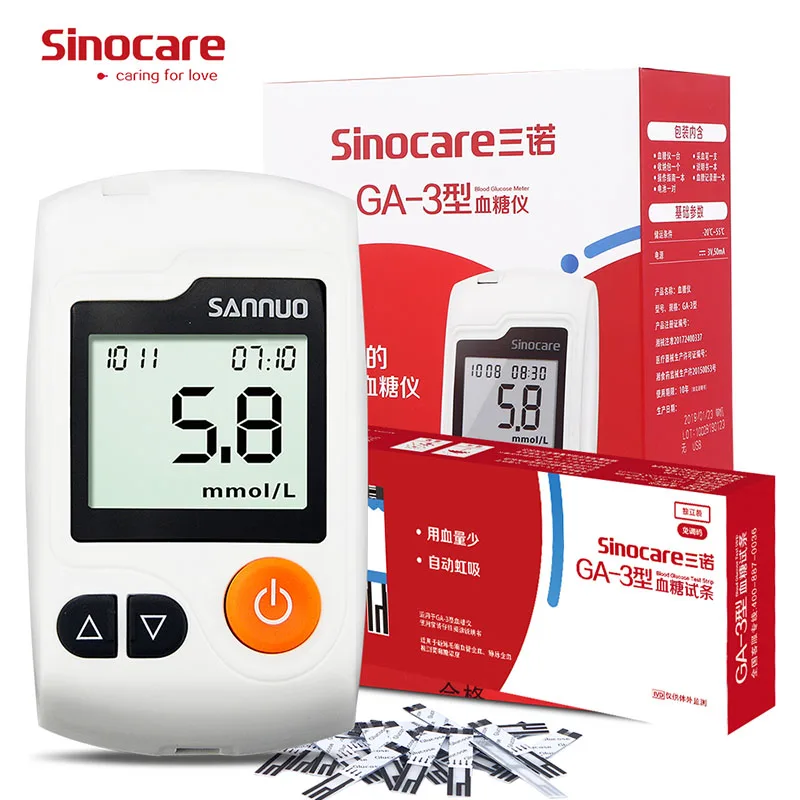 (50/100 комплекты) Sinocare GA 3 комплект глюкометра разделены Тесты полоски иглы для