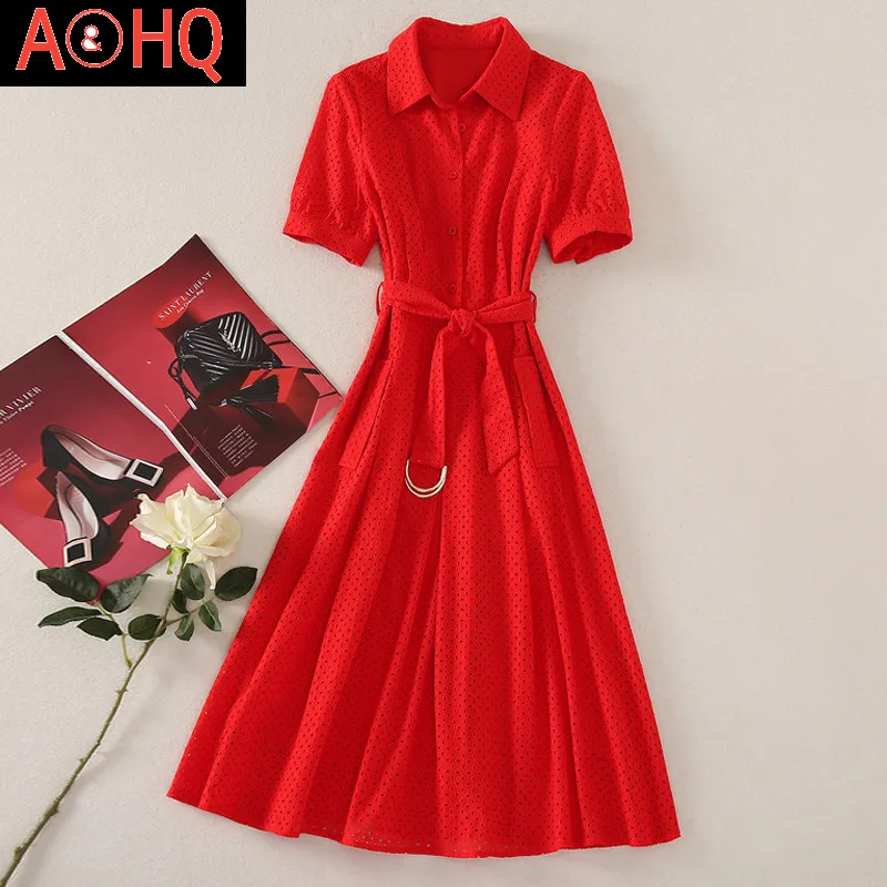 Fashion Summer New Fashion Women'S Party Casual Elegant Chic Lapel Vintage Red Embroidery Hollow Short Sleeve Shirt Dress
Fashion Summer New Fashion Women'S Party Casual Elegant Chic Lapel Vintage Red Embroidery Hollow Short Sleeve Shirt Dress