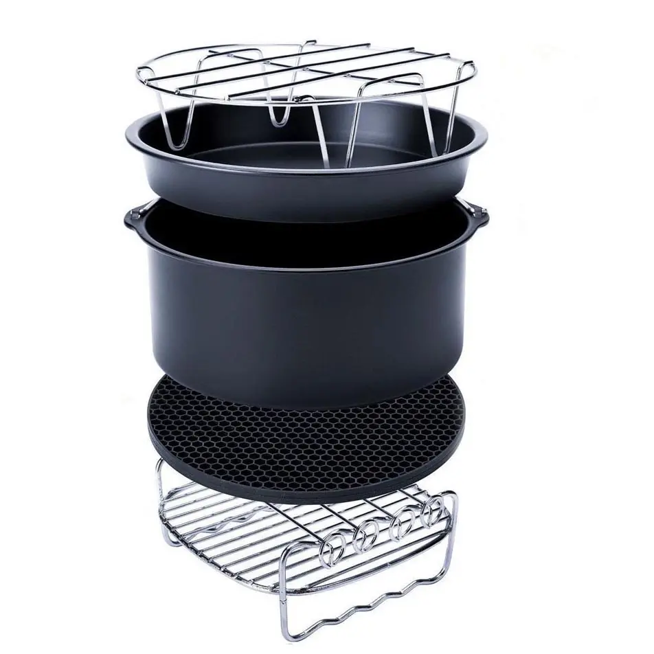 

10Pcs High Quality Air Fryer Accessory Baking Basket Pizza Plate Grill Pot Kitchen Cooking Tool 6/7/8Inch For Airfryer 3.2-5.8QT