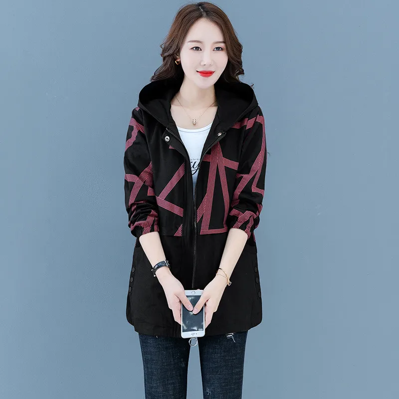 Spring Autumn New Print Thin Trench Coat Women Hooded Outerwear Loose Female Windbreaker Casual Tops Ladies Femme Top G1042
Spring Autumn New Print Thin Trench Coat Women Hooded Outerwear Loose Female Windbreaker Casual Tops Ladies Femme Top G1042