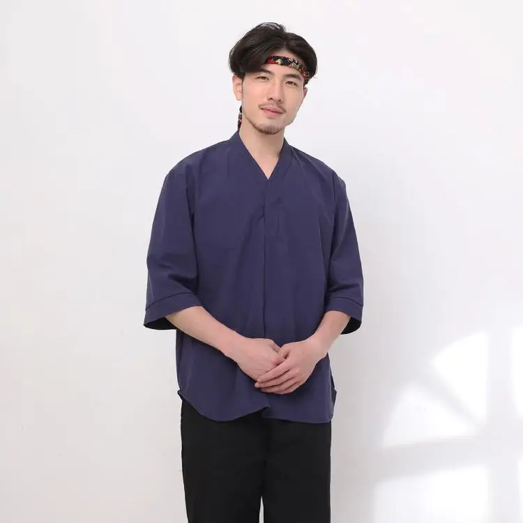 Chef's Work Clothes Summer Breathable Pullover Sushi Clothes Cotton Work Uniform
Chef's Work Clothes Summer Breathable Pullover Sushi Clothes Cotton Work Uniform