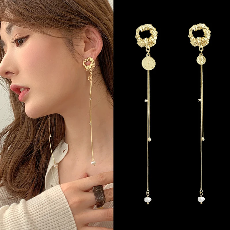 925 Sterling Silver Fashion Gold Silver Plated Round Coin Tassel Asymmetric Long Earrings For Women Drop Gold Jewelry Girls Gift
925 Sterling Silver Fashion Gold Silver Plated Round Coin Tassel Asymmetric Long Earrings For Women Drop Gold Jewelry Girls Gift