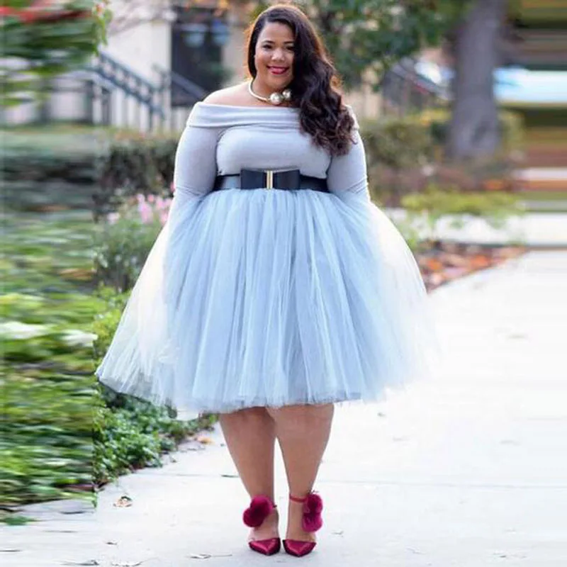 Fashion Street Style Plus Size Tulle Skirt Light Blue A Line Knee Length Puffy Tutu Skirt Spring Autumn Skirts Women
Fashion Street Style Plus Size Tulle Skirt Light Blue A Line Knee Length Puffy Tutu Skirt Spring Autumn Skirts Women