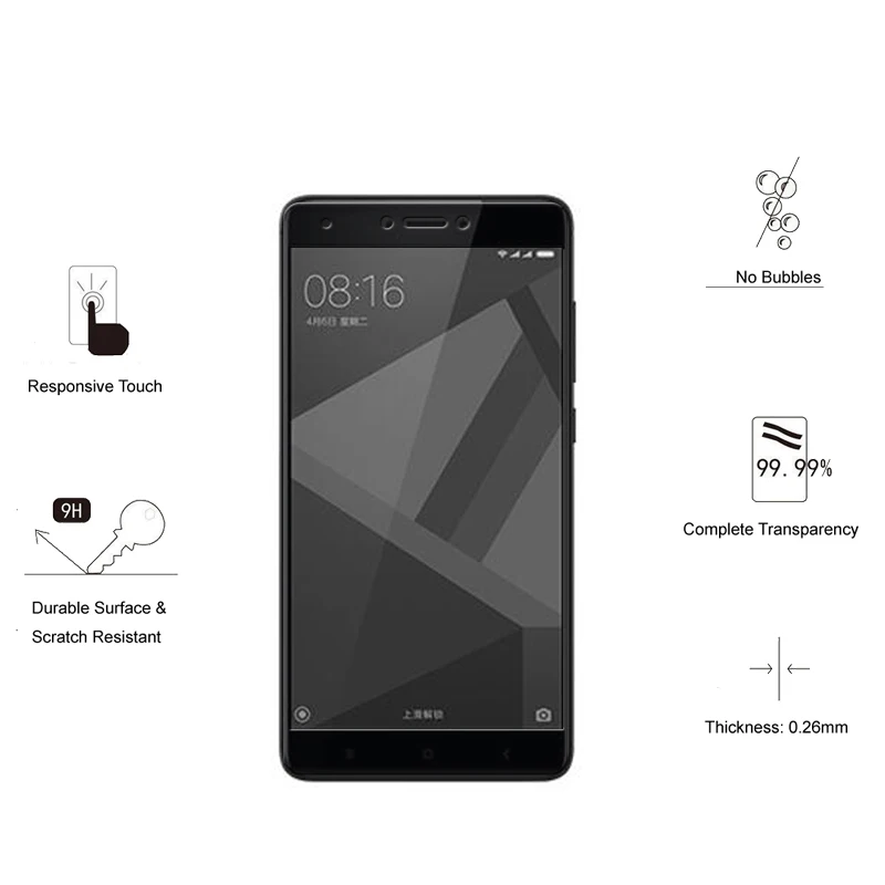 Закаленное стекло с полным покрытием для Xiaomi Redmi Note 4X / 4 защита экрана Защитное
