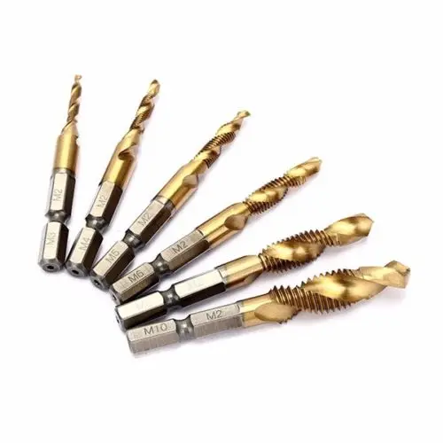 Fixmee 6pcs M3 M4 M5 M6 M8 M10 Titanium M2 Hex Shank Hand Tap HSS Screw Spiral Point Thread Metric Plug Drill Bits for Metal
Fixmee 6pcs M3 M4 M5 M6 M8 M10 Titanium M2 Hex Shank Hand Tap HSS Screw Spiral Point Thread Metric Plug Drill Bits for Metal