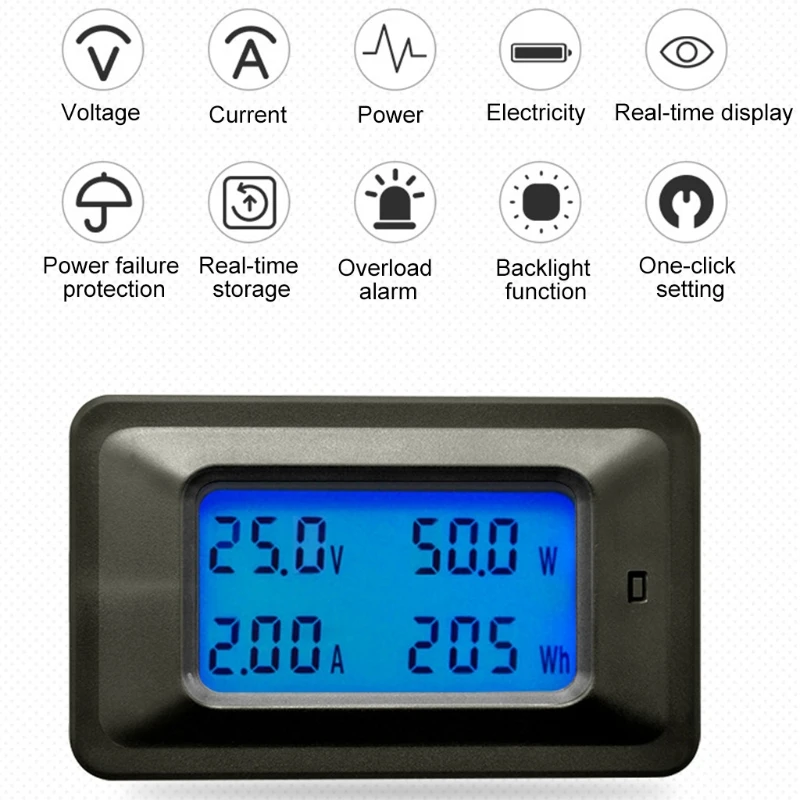 Power Energy Meter Multimeter, DC 8-100V 20A/50A/100A LCD Display Digital Current Voltage Power Energy Meter Panel Monitor
Power Energy Meter Multimeter, DC 8-100V 20A/50A/100A LCD Display Digital Current Voltage Power Energy Meter Panel Monitor
