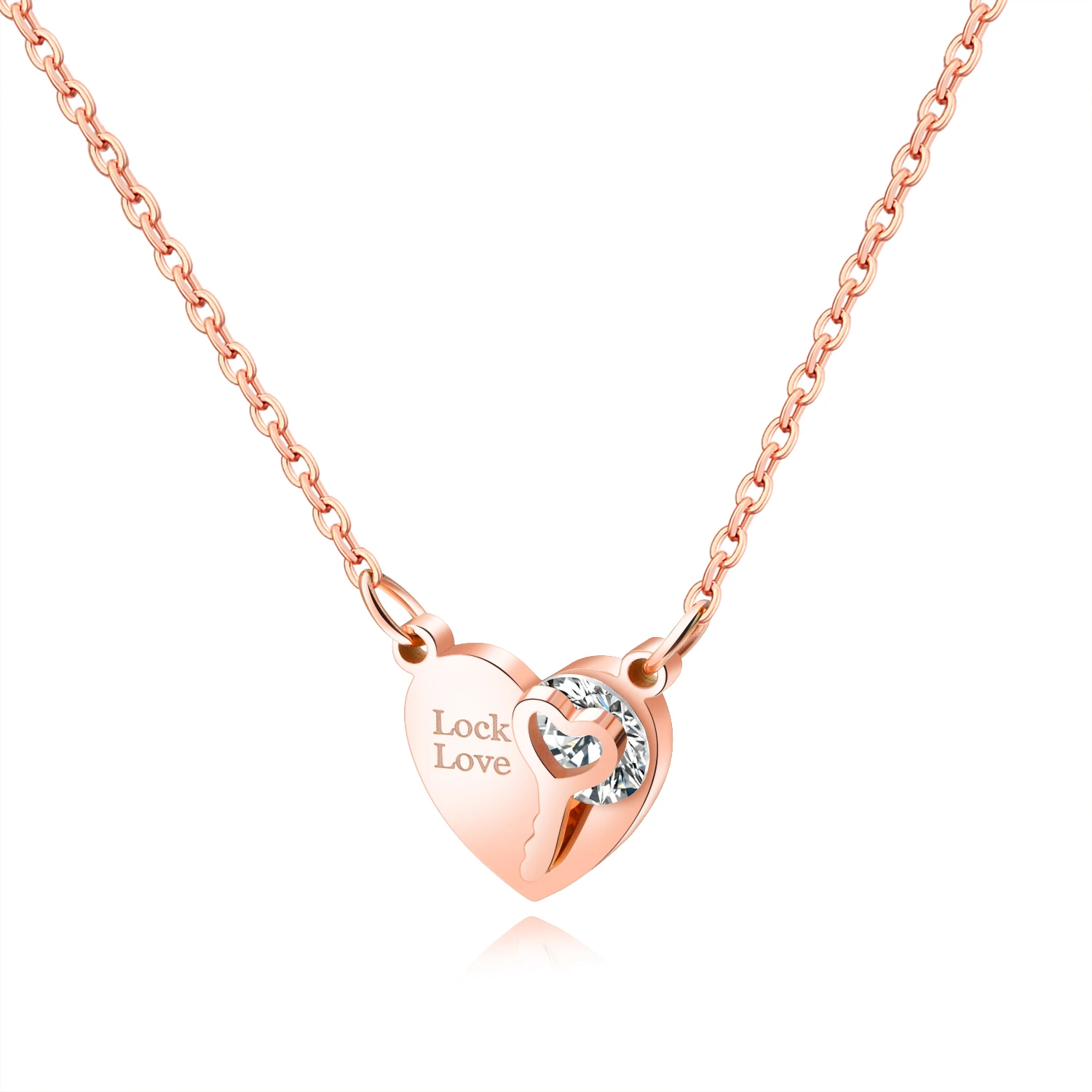 Bohemia Lock Female Heart-shaped Pendants CZ Romantic Love Stainless Steel White Crystal Pendant Necklace Jewelry For Men/Women
Bohemia Lock Female Heart-shaped Pendants CZ Romantic Love Stainless Steel White Crystal Pendant Necklace Jewelry For Men/Women