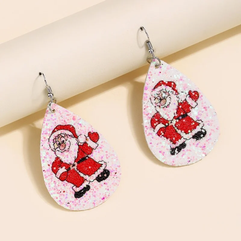 2021 New Christmas Water Drop Sequins Santa Claus Leather Earrings Cartoon Double-sided Earrings Wholesale
2021 New Christmas Water Drop Sequins Santa Claus Leather Earrings Cartoon Double-sided Earrings Wholesale