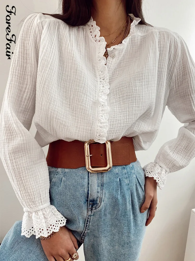 Forefair O Neck White Lace Shirt Top Elegant Fashion Patchwork Y2k Sexy Autumn Winter Women Long Sleeve T Shirts Vintage 2021
Forefair O Neck White Lace Shirt Top Elegant Fashion Patchwork Y2k Sexy Autumn Winter Women Long Sleeve T Shirts Vintage 2021
