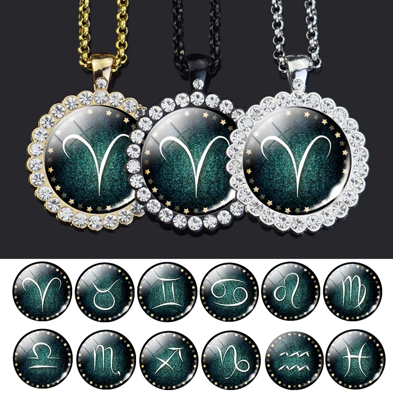 Rhinestone Glass Pendant 12 Constellation Necklace Birthday Jewelry Men Women Zodiac Necklace
Rhinestone Glass Pendant 12 Constellation Necklace Birthday Jewelry Men Women Zodiac Necklace