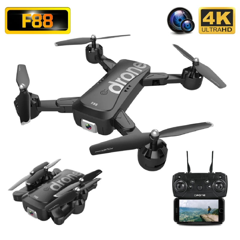 F88 Drone 4K HD широкоугольная Двойная камера Wi Fi FPV складной оптический поток селфи