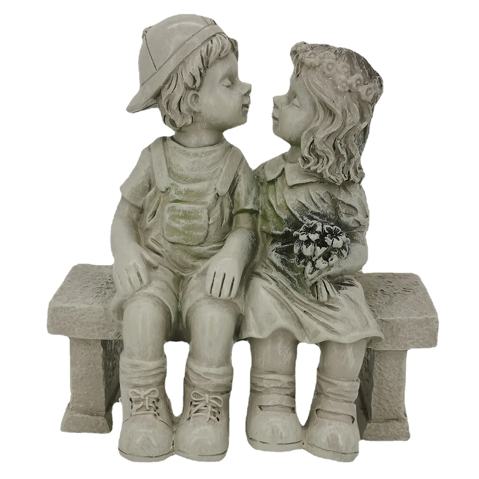

Статуэтка полимерная для сада «Первый поцелуй», садовая скульптура для двора, балкона, маленькая девушка и мальчик