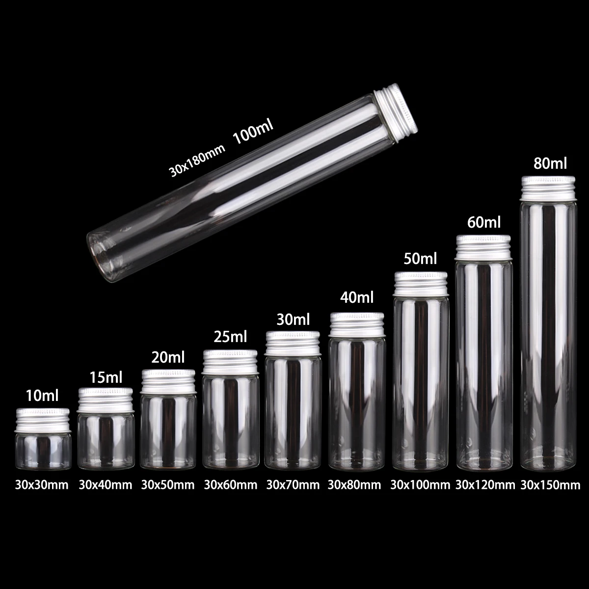 12pcs 10ml 15ml 20ml 25ml 30ml 40ml 50ml 60ml 80ml 100ml Glass Bottles With Aluminum Caps Empty Glass Spice Bottle For Art Craft
12pcs 10ml 15ml 20ml 25ml 30ml 40ml 50ml 60ml 80ml 100ml Glass Bottles With Aluminum Caps Empty Glass Spice Bottle For Art Craft