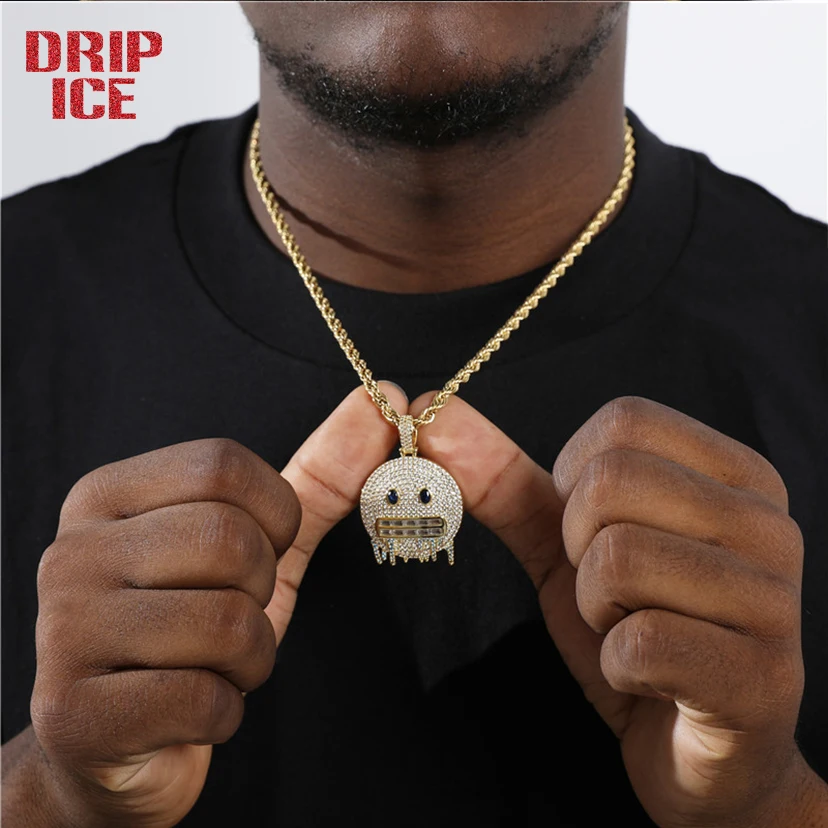 DRIP ICE Hip Hop Bling Iced Out Cubic Zirconia Smiling Face Baguette Necklace Pendants Men Tennis Chain Jewelry With Solid Back
DRIP ICE Hip Hop Bling Iced Out Cubic Zirconia Smiling Face Baguette Necklace Pendants Men Tennis Chain Jewelry With Solid Back