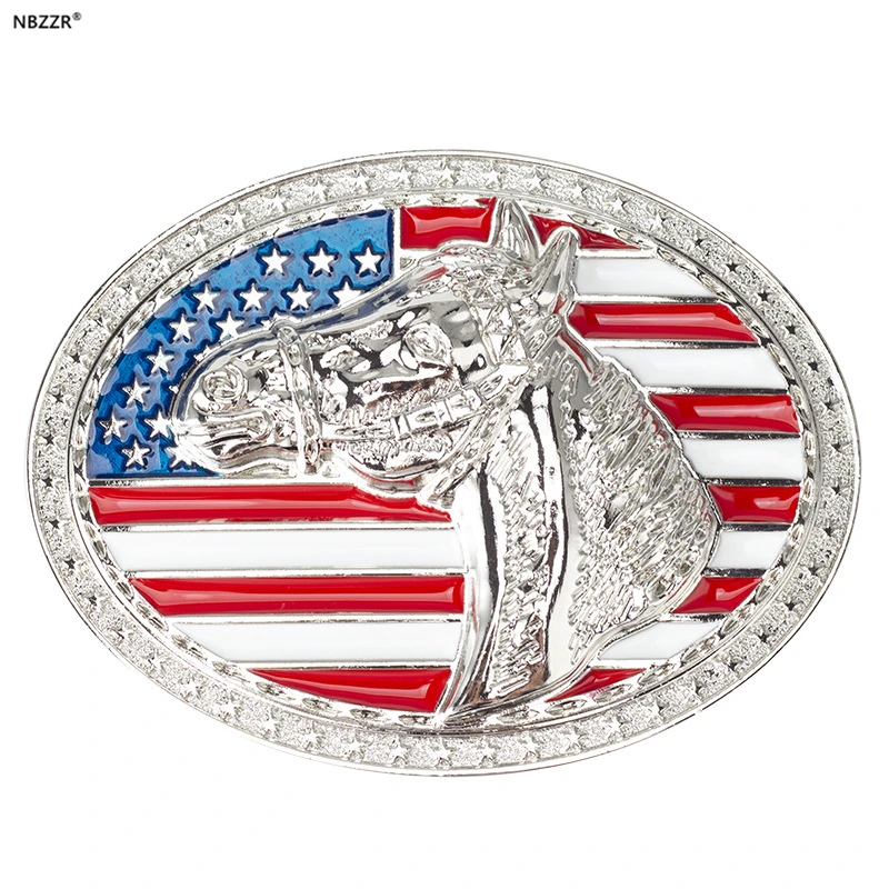American Flag Silver Horse Head Metal Pin Belt Buckles West Cowboy Jeans Accessories Fastener Good Quality Gift
American Flag Silver Horse Head Metal Pin Belt Buckles West Cowboy Jeans Accessories Fastener Good Quality Gift