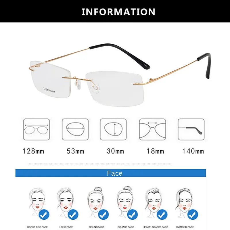 Men Business Style Pure Titanium Glasses Frame Rimless Eye Glasses Myopia Spectacles Rectangular Eyewear Hot Selling
Men Business Style Pure Titanium Glasses Frame Rimless Eye Glasses Myopia Spectacles Rectangular Eyewear Hot Selling